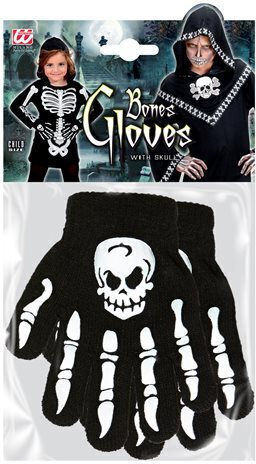 Widmann Carnival Accessory Children's Skeleton Skull Gloves 02421