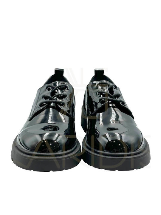 Women's Synthetic Leather Oxford Shoes Black