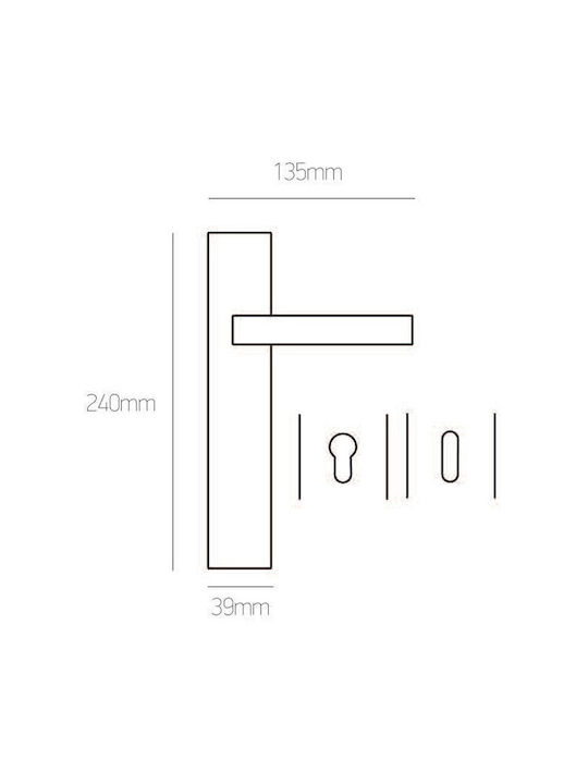Best Design Lever Front Door with Plate Left (Center Distance 135mm) Sahara