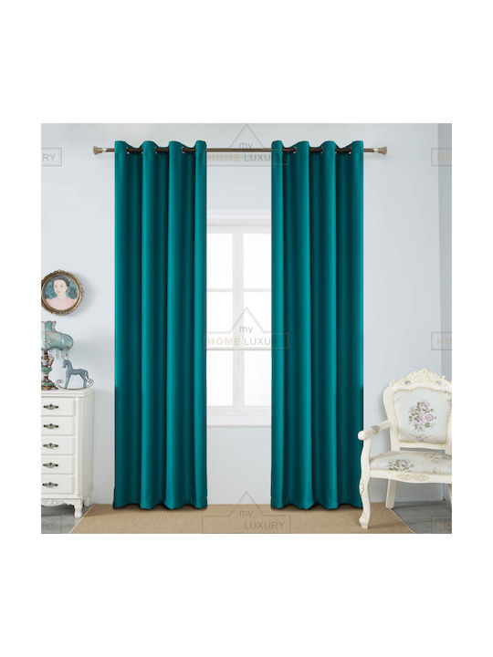 Homeone Curtain with Grommet Petrol Blue 140x265cm