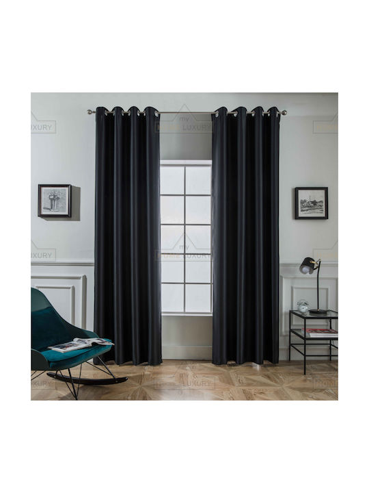Homeone Curtain with Grommet Black 140x265cm