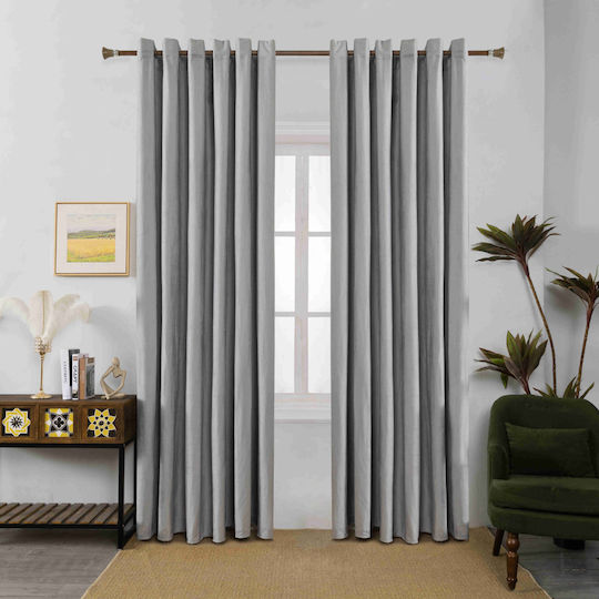 Homeone Grommet Grey Curtain 255x270cm