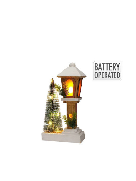 Christmas Illuminated Decorative Wooden White with Battery 37x19x10cm.