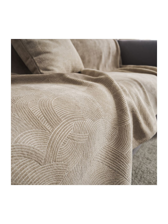 Gofis Home Nimbus Ριχτάρι Τριθέσιου Καναπέ Ζακάρ 180x310εκ. Warm Beige 447/39