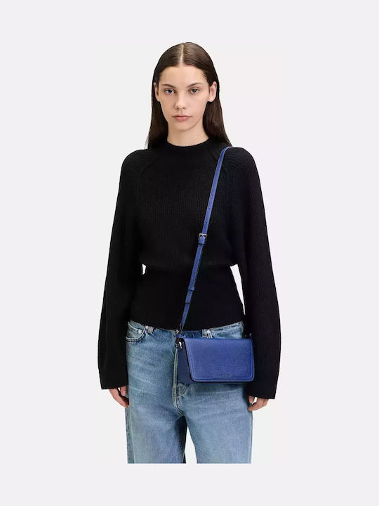 Leder Damentasche Schultertasche Blau