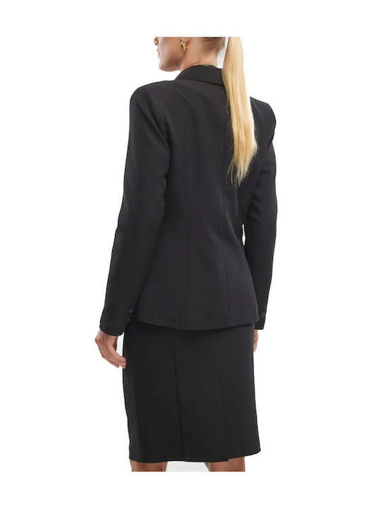 Fibes Lang Damen Krepp Blazer Black