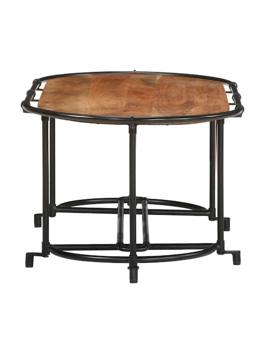 Oval Central Coffee Table from Solid Wood Brown M110xW55xH40cm