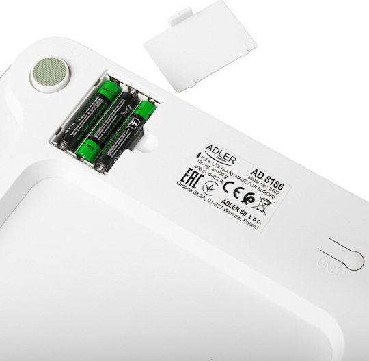 Adler Intelligente Badezimmerwaage 180kg mit Bluetooth Weiße AD 8186