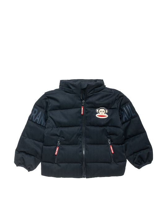 Kids Quilted Short Jacket with Hood Navy Blue