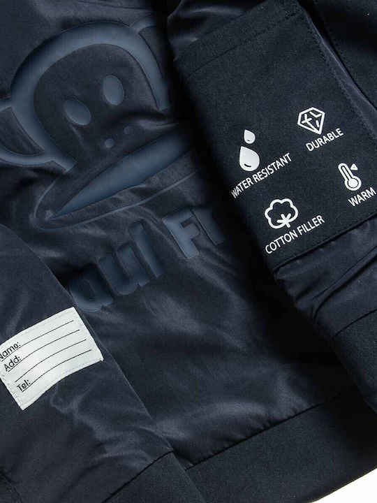 Kids Quilted Short Jacket with Hood Navy Blue