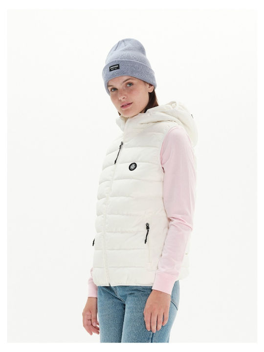 Women's Short Puffer Jacket for Winter with Hood White