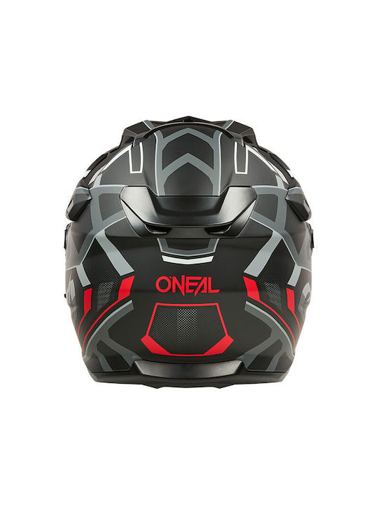 O'Neal DSRS Square V.25 Black/Grey/Red Motorcycle Helmet On-Off ECE 22.06 with Sunvisor