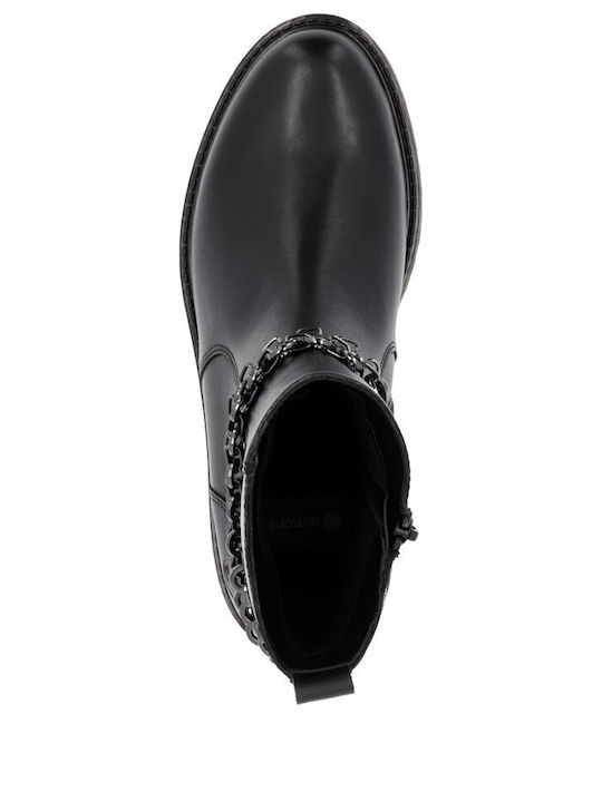 Leder Stiefeletten Damen Schwarz