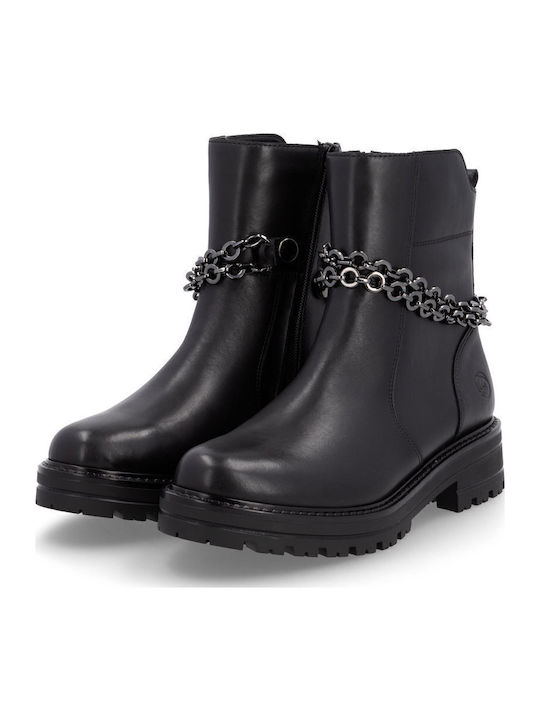Leder Stiefeletten Damen Schwarz