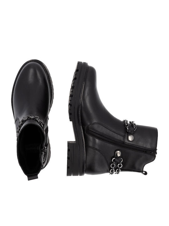 Leder Stiefeletten Damen Schwarz