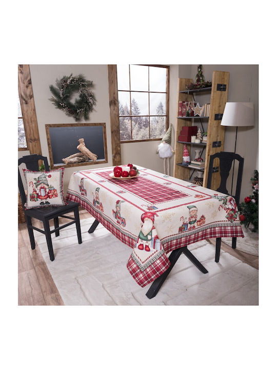 Teoran Christmas Tablecloth Fabric White L140xW180cm.