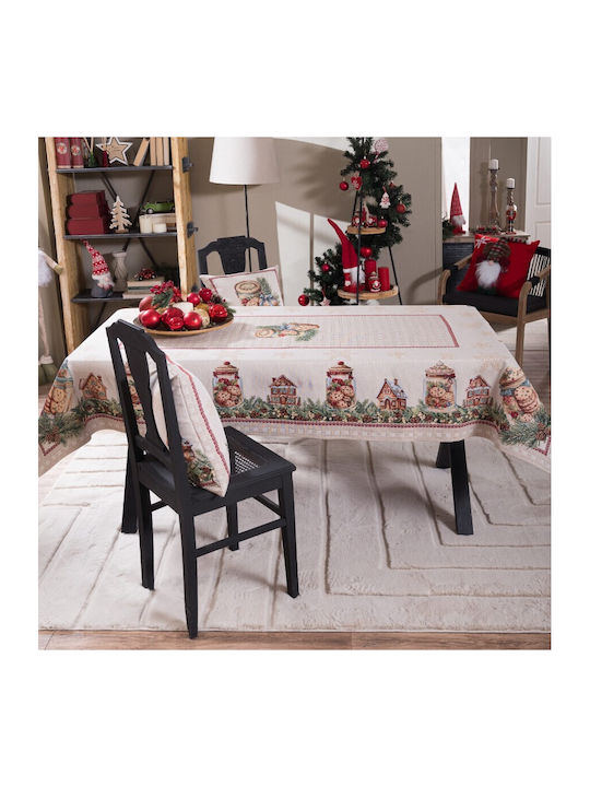 Teoran Christmas Tablecloth Fabric White L140xW140cm.