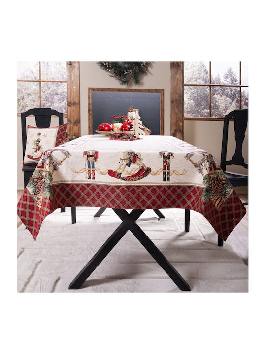 Teoran Christmas Tablecloth Fabric White L140xW180cm.