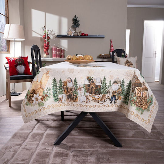 Teoran Christmas Tablecloth Fabric White L140xW180cm.