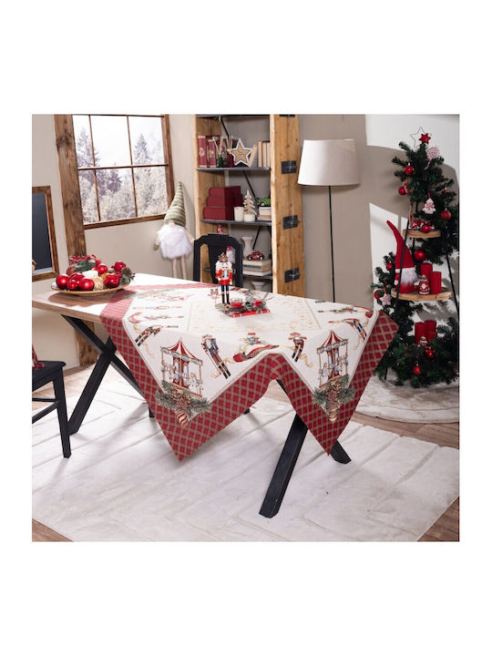 Teoran Christmas Tablecloth Fabric White L140xW140cm.