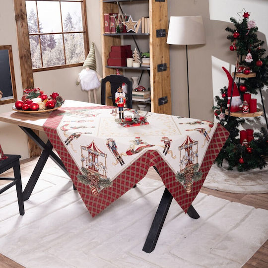 Teoran Christmas Tablecloth Fabric White L140xW140cm.
