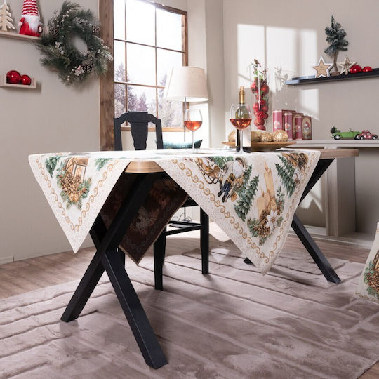 Teoran Christmas Tablecloth Fabric White L140xW180cm.