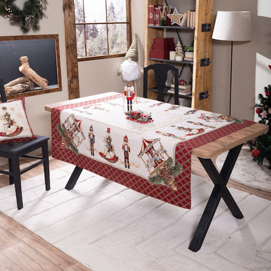 Teoran Christmas Tablecloth Fabric White L140xW140cm.