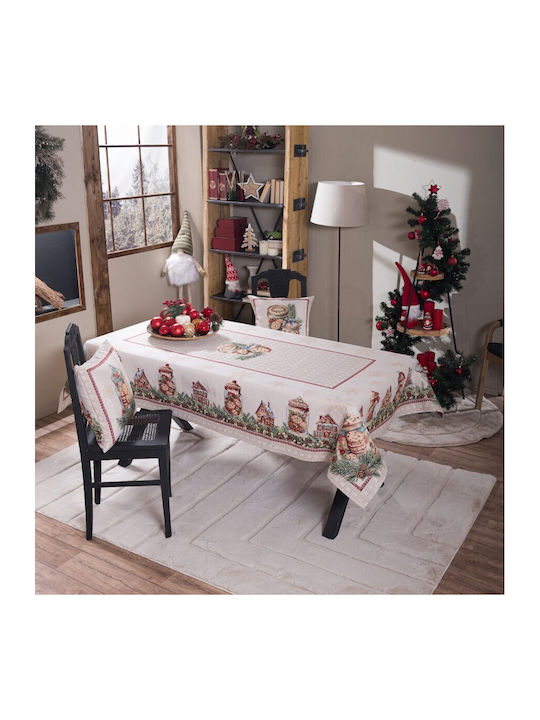 Teoran Weihnachtlich Tischtuch Stoff Weiß L140xB180cm.