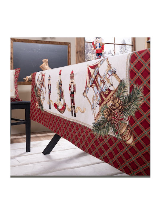 Teoran Christmas Tablecloth Fabric White L140xW140cm.