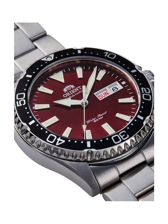 Orient Diver Ανδρικό Ρολόι 41.8mm Αυτόματο με Ασημί Μεταλλικό Μπρασελέ