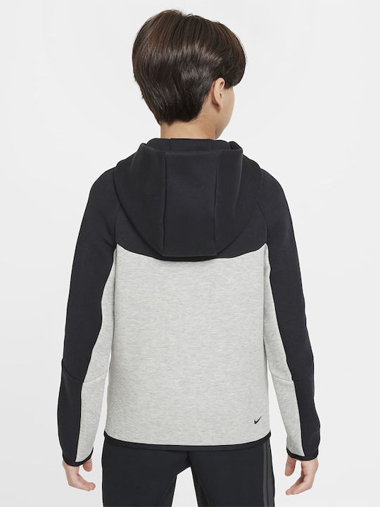 Athletic Kids Cardigan Cotton with Hood Gray Sportswear Tech
