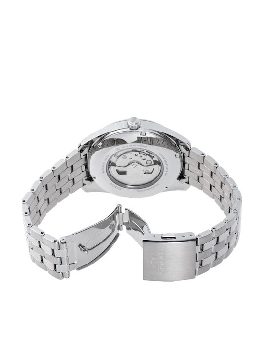 Orient Multi Year Ανδρικό Ρολόι 43.5mm Αυτόματο με Ασημί Ατσάλινο Μπρασελέ