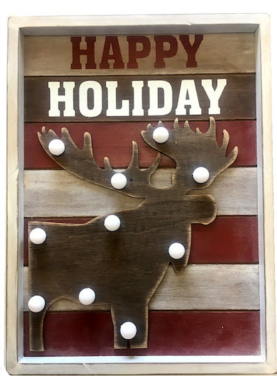 TnS Beleuchtet Weihnachtliche Holz Figur Rahmen Beige Rahmen Beige Höhe 35.5cm Schneeflocke
