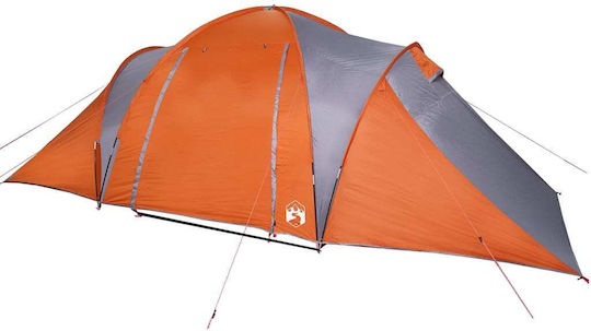 vidaXL Σκηνή Camping Τούνελ Πορτοκαλί για 6 Άτομα 574x400x200εκ. Γκρι/Πορτοκαλί