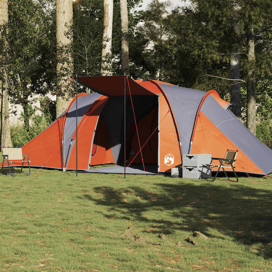 vidaXL Σκηνή Camping Τούνελ Πορτοκαλί για 6 Άτομα 574x400x200εκ. Γκρι/Πορτοκαλί