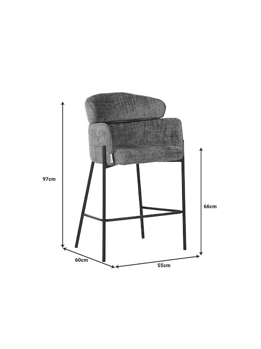 Stool Bar Upholstered with Fabric Tolerse Light Gray 55x60x43cm