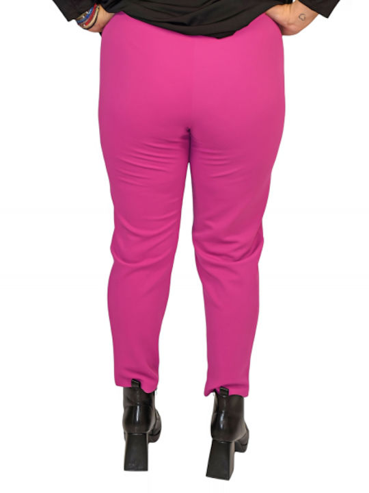 Morena Spain Women's Fabric Trousers with Elastic in Regular Fit Fuchsia