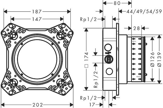 Corp de bază pentru mixer ascuns 01500180 Hansgrohe