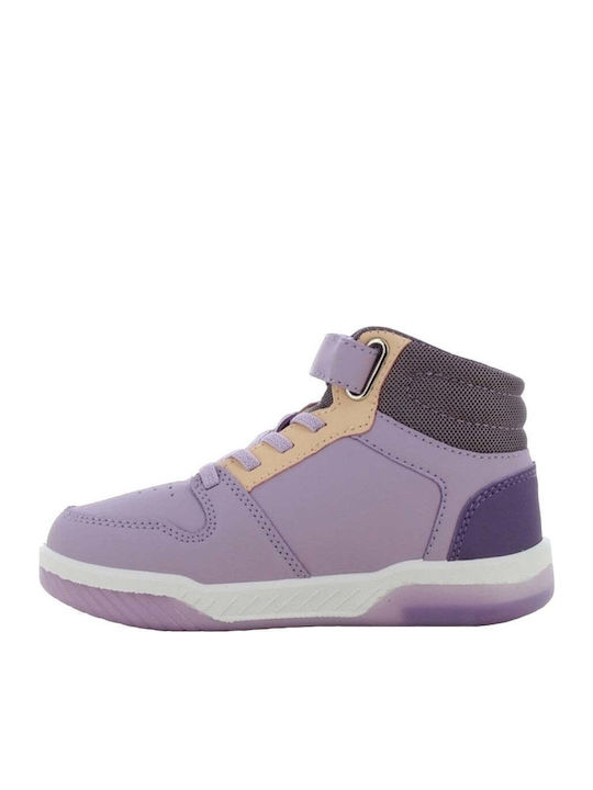 Frozen Παιδικά Sneakers High Ανατομικά με Σκρατς & Φωτάκια Λιλά