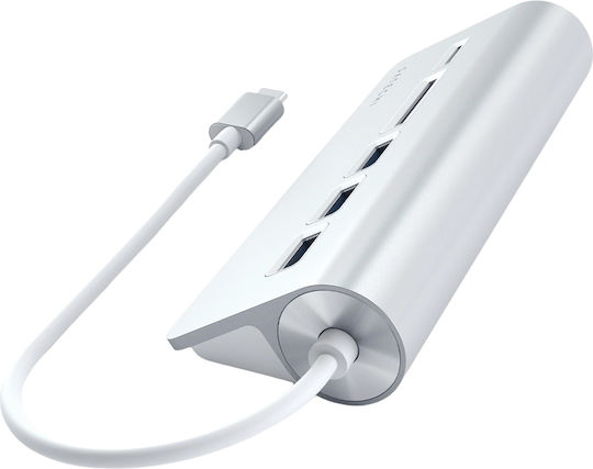 Satechi Hub 5 Θυρών USB 3.0 με σύνδεση USB-C Ασημί