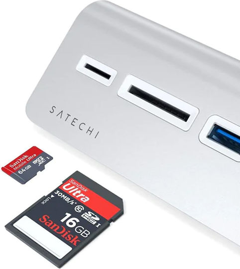 Satechi Hub 5 Θυρών USB 3.0 με σύνδεση USB-C Ασημί