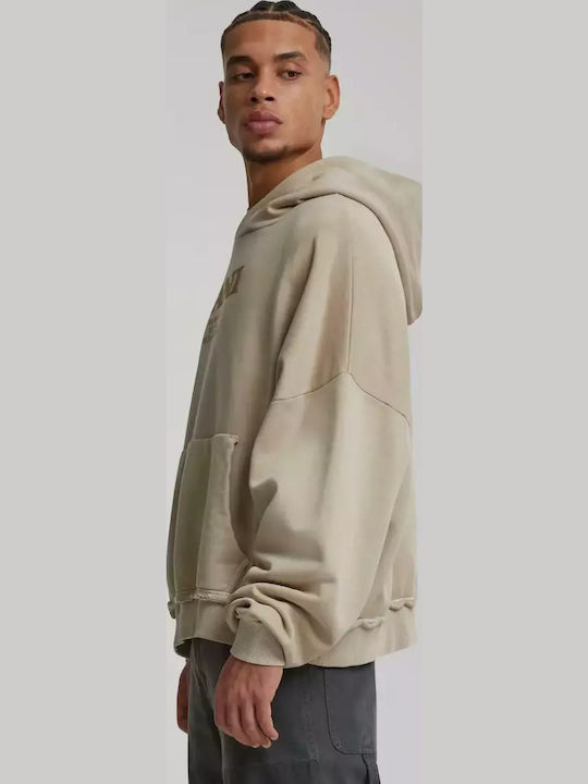 Retro Φούτερ με Κουκούλα Beige