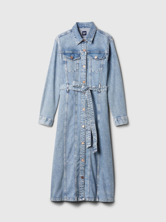 GAP Midi Shirt Dress Dress Light Wash