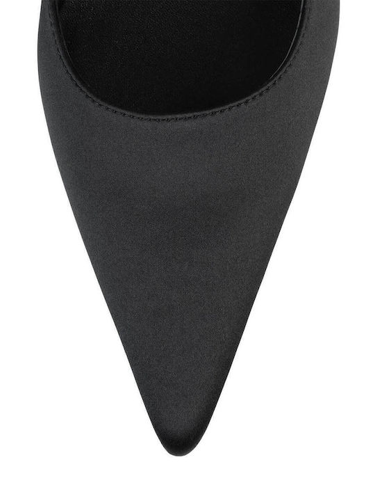 Pointed Toe Black Heels with Strap Tiyera Black 00138
