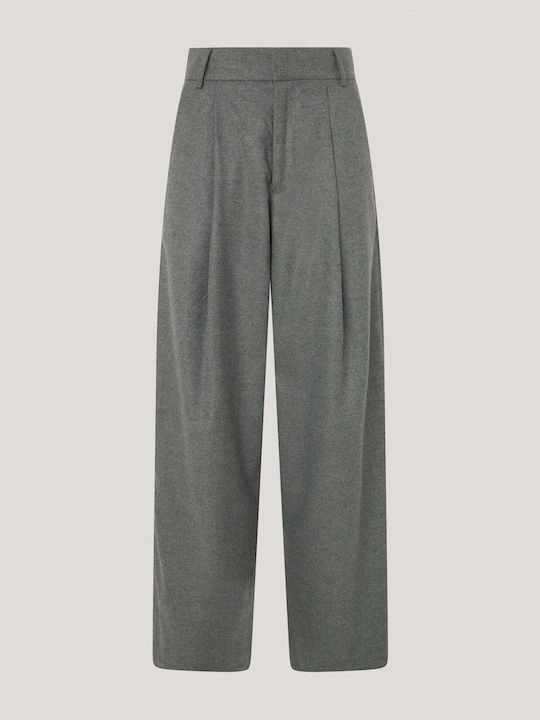 London Damen Hoch tailliert Stoff Capri Hose Gray