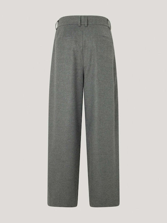 London Damen Hoch tailliert Stoff Capri Hose Gray