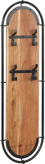 vidaXL Wooden Wall Hanger 16 Hooks Brown 34x110cm 2 Pieces