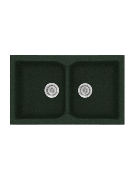 Sanitec Classic Drop-In Sink Synthetic Granite W78xD50cm Granite Green