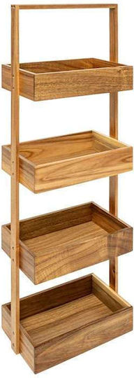 5Five Floor Bathroom Shelf Wooden with 4 Shelves 26.8x16x88cm Beige