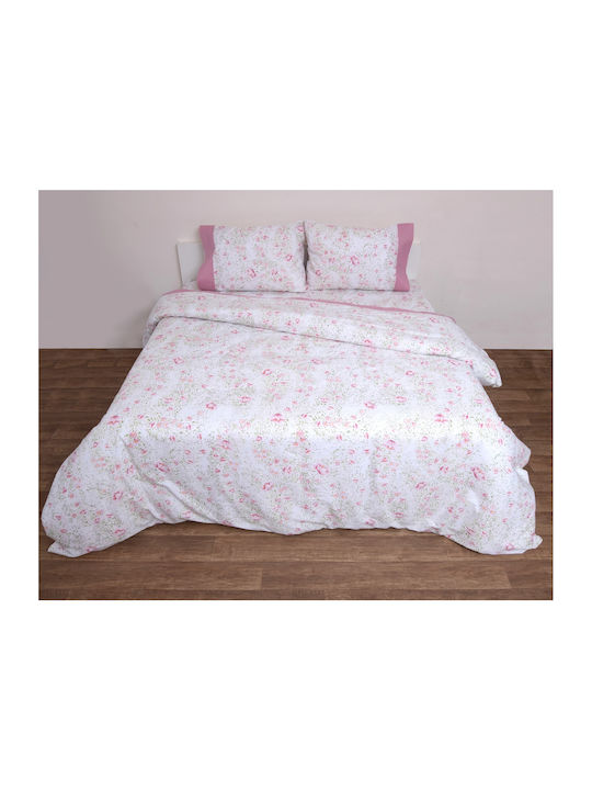 Anna Riska Duvet Cover Set Cotton Single with Pillowcase 160x240 Border 3002 Pink